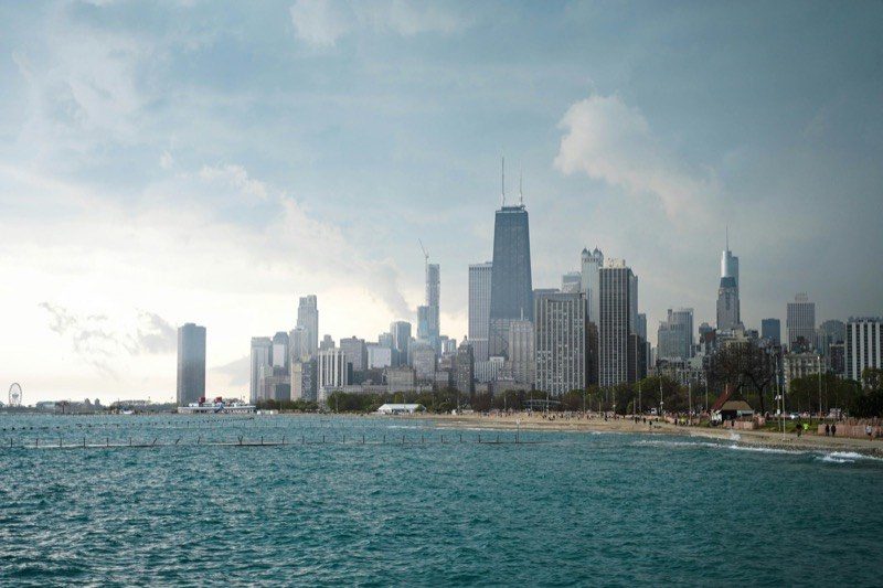 The Chicago skyline from the lakefront