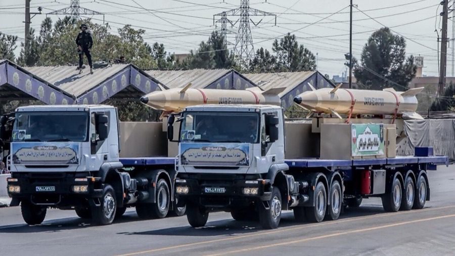 Iranian ballistic missiles on parade